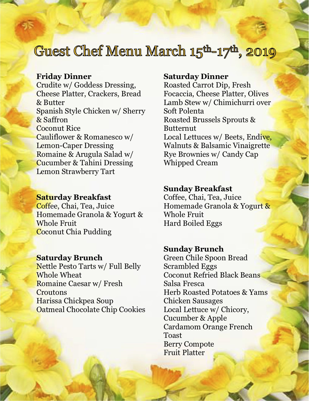Don’t Miss the Upcoming Guest Chef Weekend